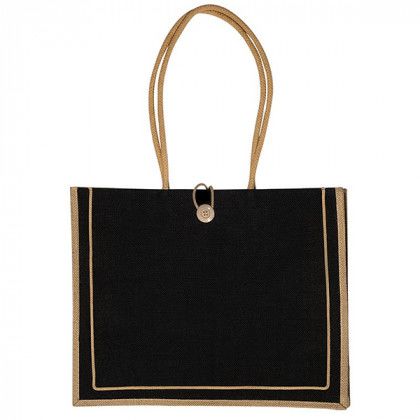 Black Milan Large Jute Tote Bag | Company Logo Jute Tote Bags