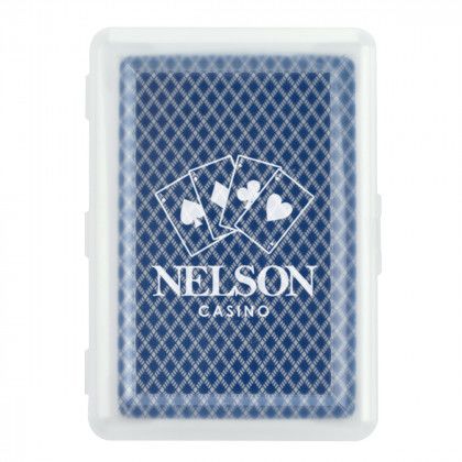 Personalized Playing Cards in Cases | Playing Card Promotional Products - Blue