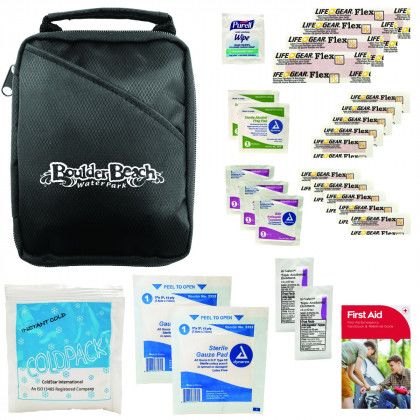 Imprinted Water-Resistant First Aid Kit - Black