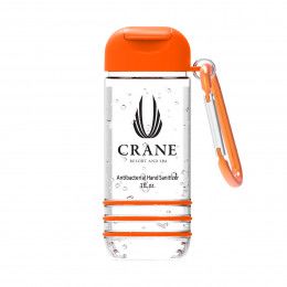 Custom Color Burst 1 oz. Hand Sanitizer Carabiner - Clear with Orange