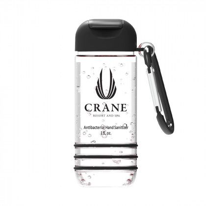 Custom Color Burst 1 oz. Hand Sanitizer Carabiner - Clear with Black