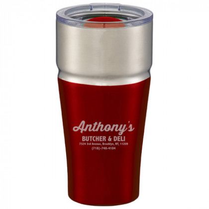 Custom Engraved Tumblers | 20 oz Copper Insulated Engraved Red Tumbler | Personalized Laser Engraved Tumblers for Giveaways