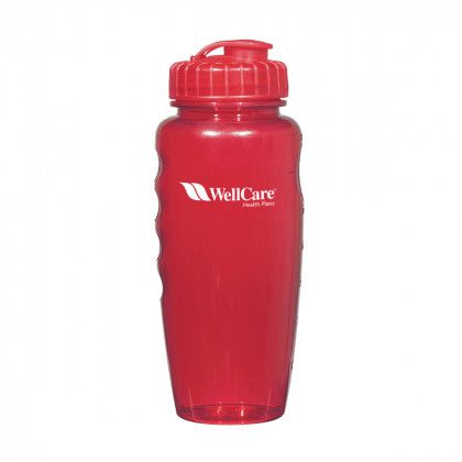 Poly-Clear 30 oz. Gripper Bottle - BPA Free -Translucent Red