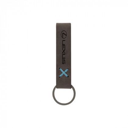 Debossed Saddler Loop Keychain - Black/turquoise