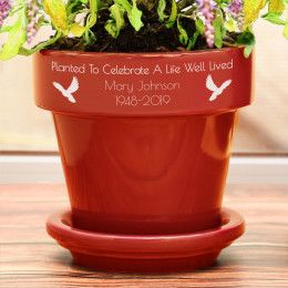 A Life Well Lived Memorial Flower Pot - Red