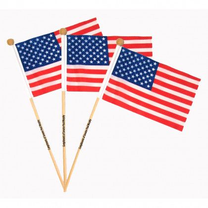 Promo 4" x 6" Hand Held USA Flag with 10" Pole