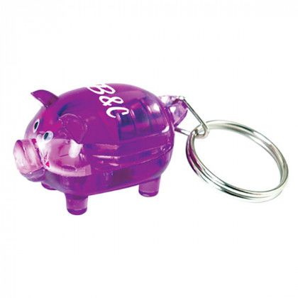 Promo Light Up Piggy Keytag - Translucent purple