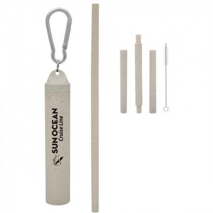 Buildable Harvest Straw Kit in Case with Logo Natural