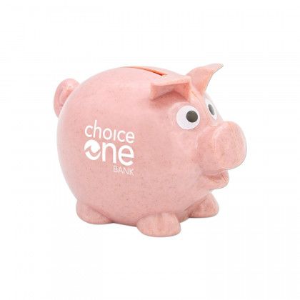 Promotional Wheat Piggy Bank  - Pink