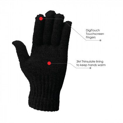 Customized Winter Lined Acrylic Touchscreen Gloves -palm