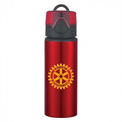 Aluminum Sports Bottle - Pop-up Lid - 25 Oz - Metallic Red