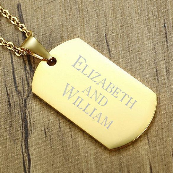 Gold Plated Engraved Rounded Dog Tag