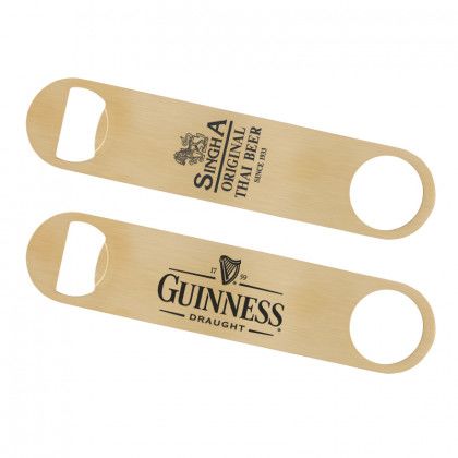 Logo Paddle Style Brushed Gold Bottle Opener