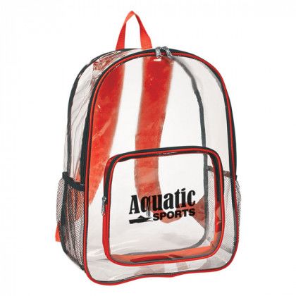 Promotional Clear Backpack Red