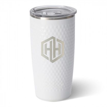 White Engraved Swig Life Personalized Stainless Steel Golf Tumbler 