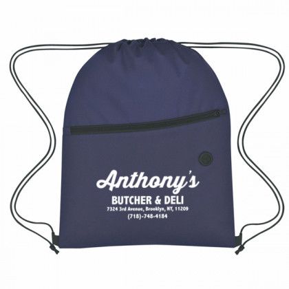 Custom logo imprinted water-resistant lightweight backpack for hiking - Navy Blue