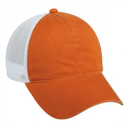 Custom Heavy Garment Washed Mesh Back Cap Burnt Orange/White