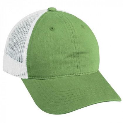 Custom Heavy Garment Washed Mesh Back Cap Lime Green/White