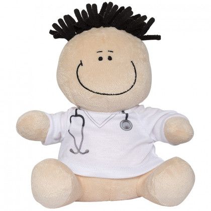 Imprinted 7" Doctor or Nurse Moptoppers Plush - White