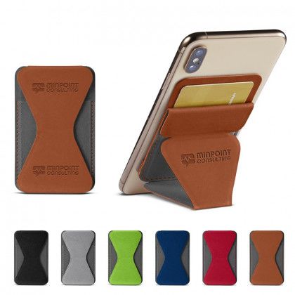 Debossed Tuscany Magnetic Card Holder Phone Stand 