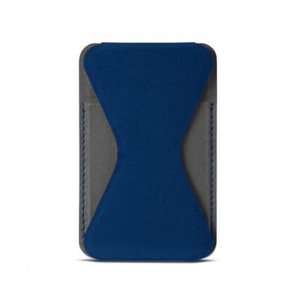 Debossed Tuscany Magnetic Card Holder Phone Stand - Navy blue
