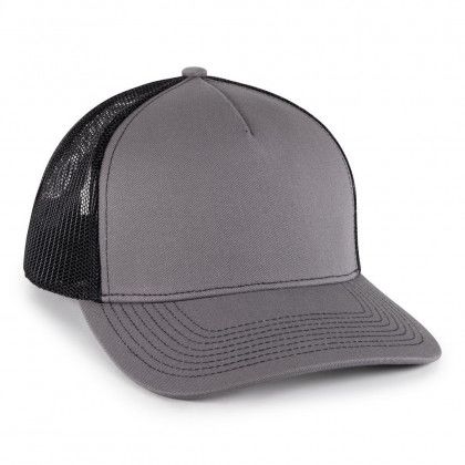 Custom Embroidered Premium 5 Panel Trucker Hat - Charcoal/black