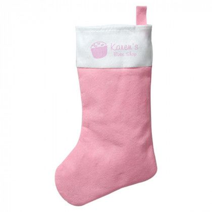 Logo Felt Christmas Stocking  - Pink