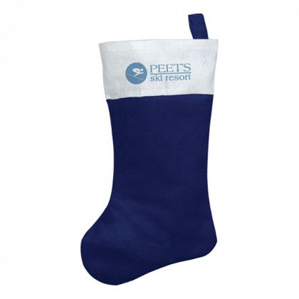 Logo Felt Christmas Stocking  - Blue