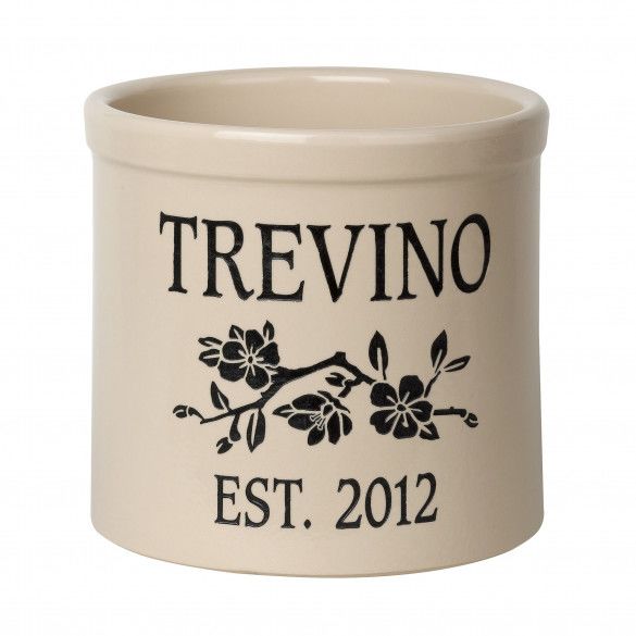 Personalized Crock With Dogwood Brach