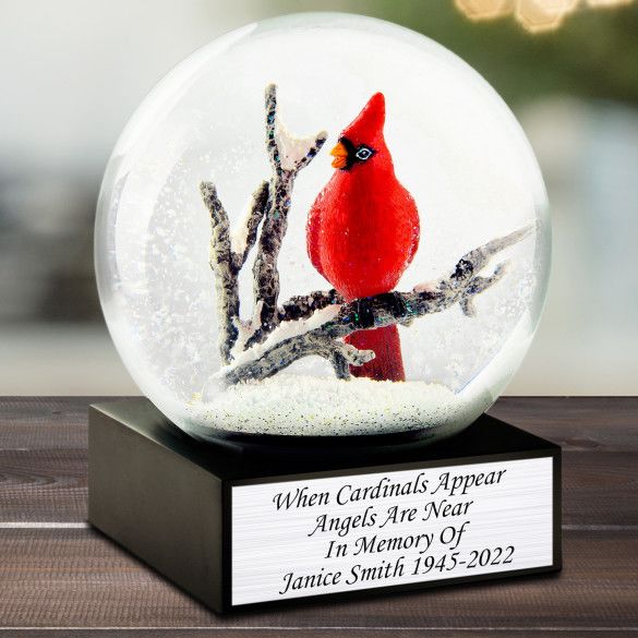 Cardinal Memorial Personalized Snow Globe | Memorial Snow Globe