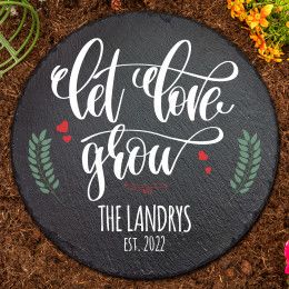 Let Love Grow Personalized Slate Garden Stone