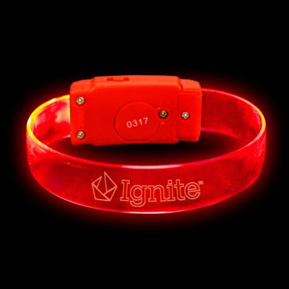 Red Thunder LED Wristband | Promotional Logo Etched Wristbands