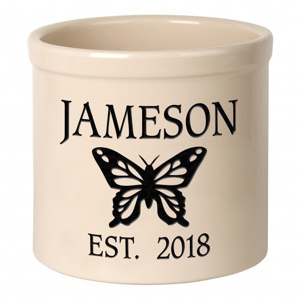 Personalized Butterfly Stoneware Planter