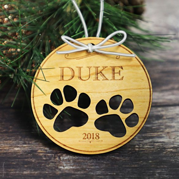 Wooden Engraved Paw Prints Ornament | Custom Made Ornaments for Animals