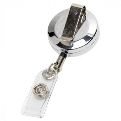 Custom Full Color Chrome Retractable Badge Reel - Clip