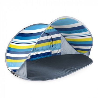 Custom Manta Portable Beach Tent - Blue/White/Yellow Stripe