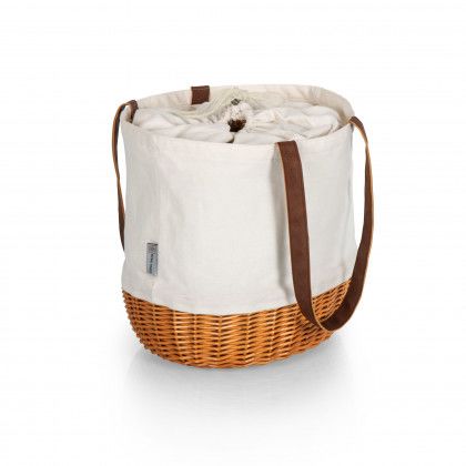 Custom Coronado Canvas & Willow Basket Tote  - Beige