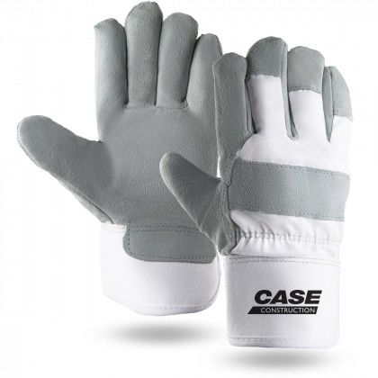 Imprinted Leather Palm Work Gloves - White Cuff