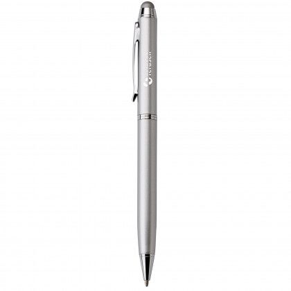 Engraved Theo Ballpoint Brass Pen/Stylus - Silver