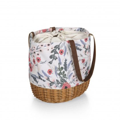 Custom Coronado Canvas & Willow Basket Tote - Floral