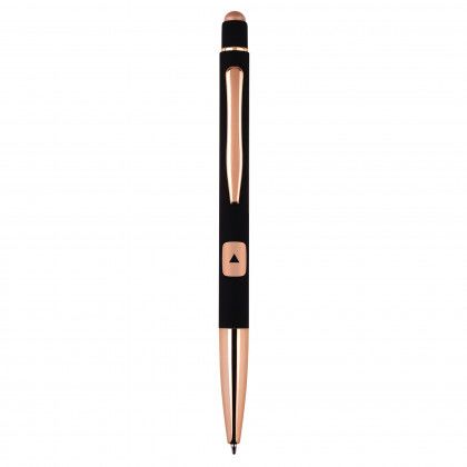 Custom Top Notch Reflection 2-in-1 Ballpoint Pen/Stylus - Black/Rose Gold