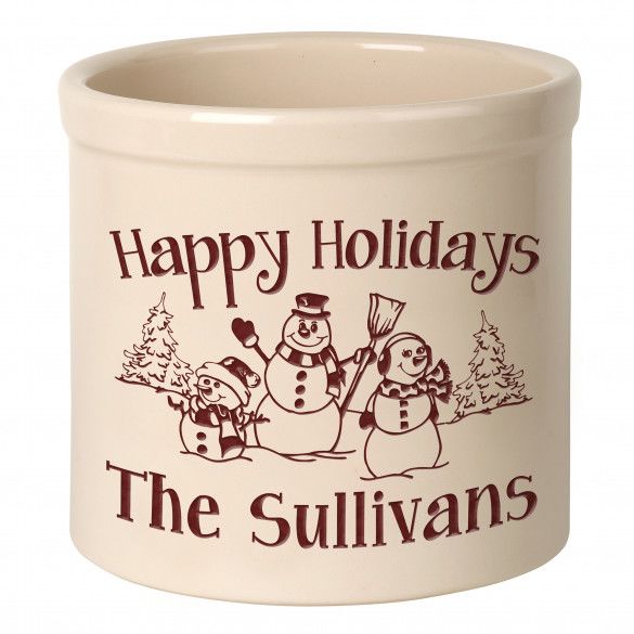 Personalized Holiday Crock With Snowman