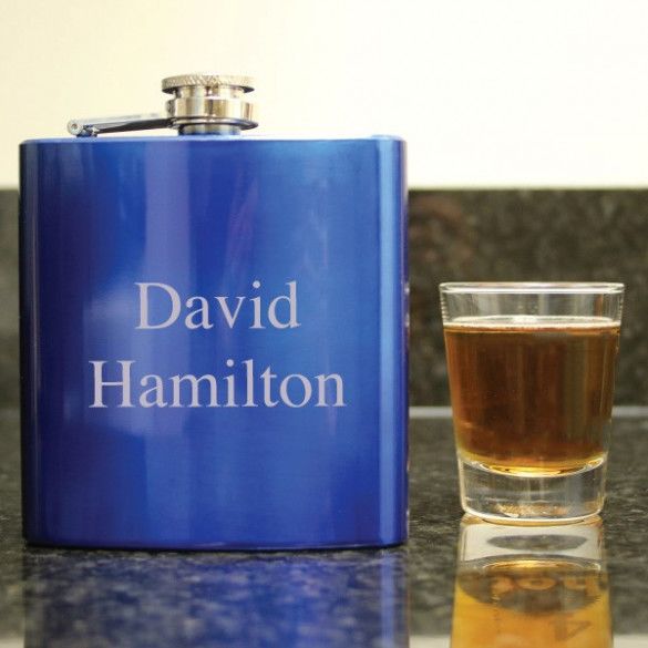 Blue Personalized Flask