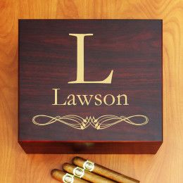 Chalet Cherry Wood Personalized Cigar Humidor 25-50 Count