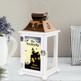 Haunted House Personalized Halloween Candle Lantern