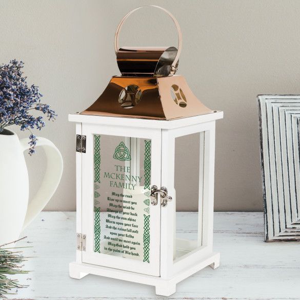 Irish Prayer Personalized White Candle Lantern