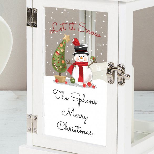 Personalized Snowman Candle Lantern