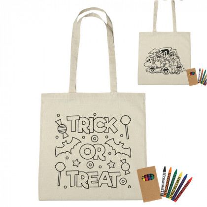 Custom Halloween Canvas Bag with Crayons