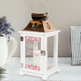 You Make Life Beautiful Personalized White Candle Lantern