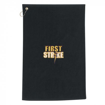 Golf Towel 100% Cotton Custom Embroidered Black